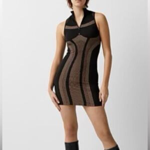 Simons brown and black, partially open back  dress. Tight